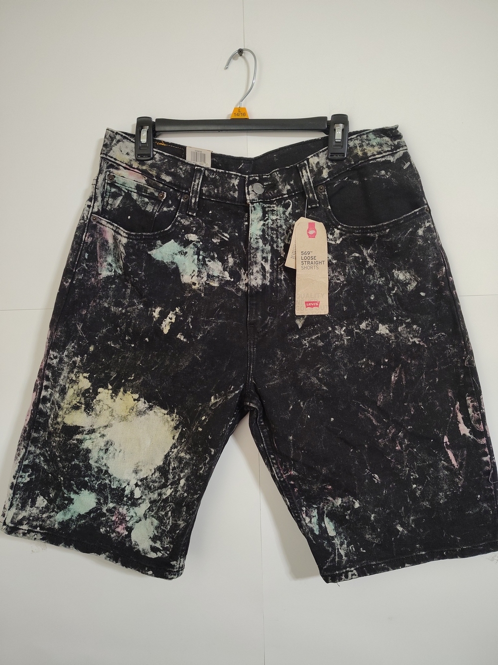 Levi's Black Denim Shorts with Pastel Paint Splatters -D